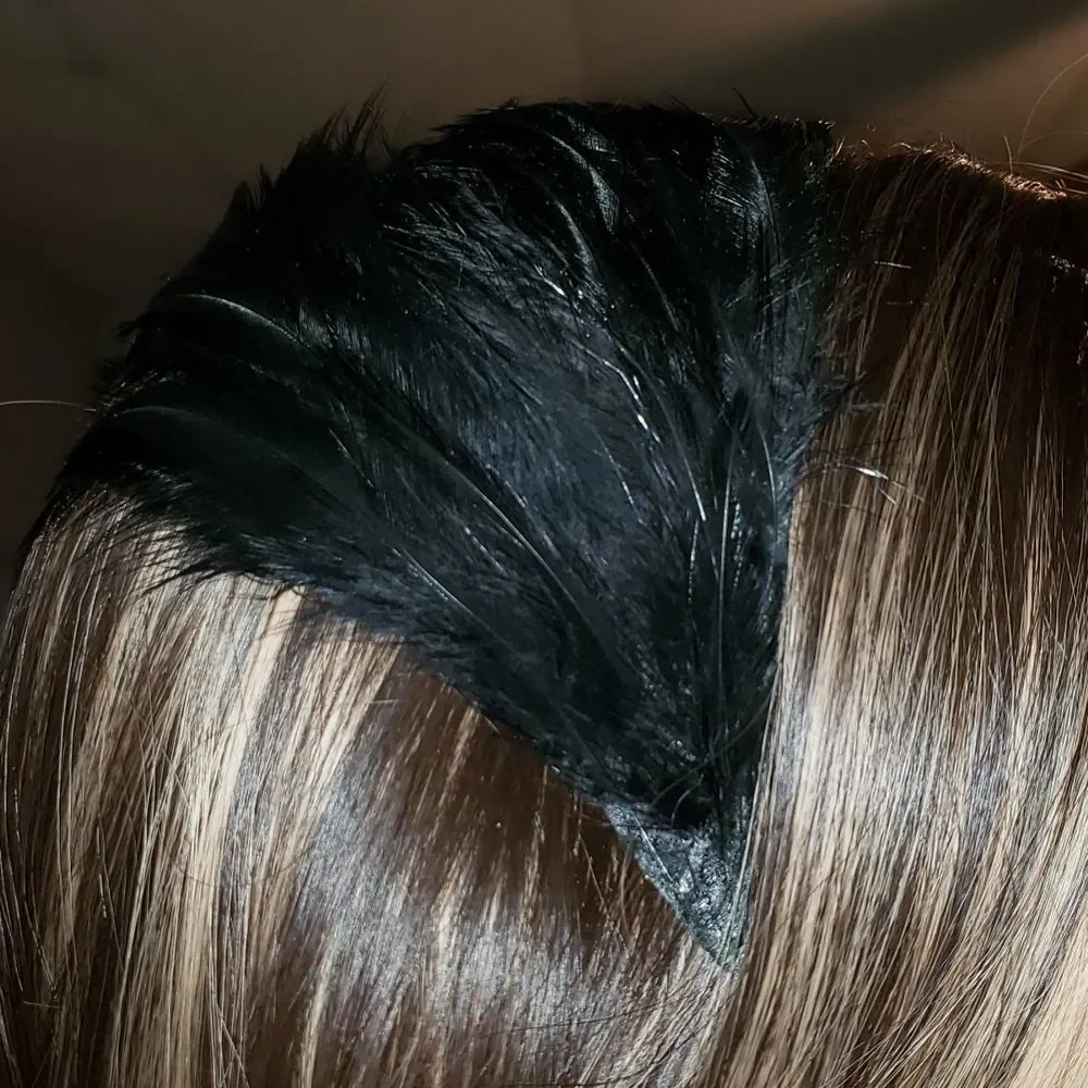 Vintage Raven Feather Head Hair Band / Head Piece - Picture 2 of 9